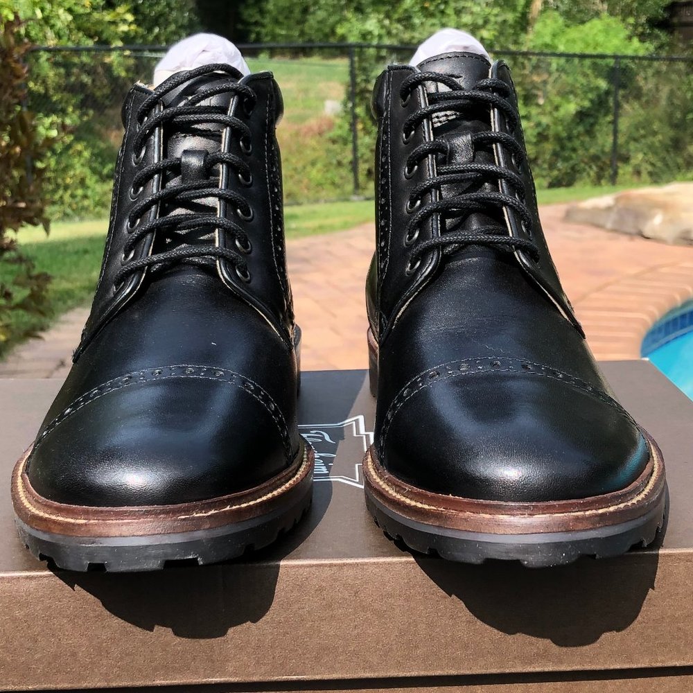 Florsheim Fenway Black Leather Brogue Cap Toe Boot - Picture 4 of 12